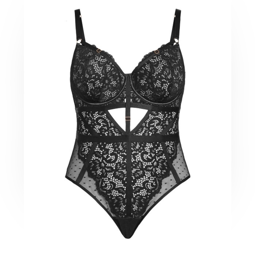 City Chic Fox & Royal Hollie Bodysuit Black 38DD-DDD